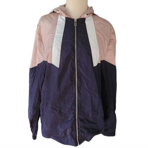 Sovereign Code Los Angeles Medium Pink Blue Windbreaker Retro Jacket - Picture 1 of 6